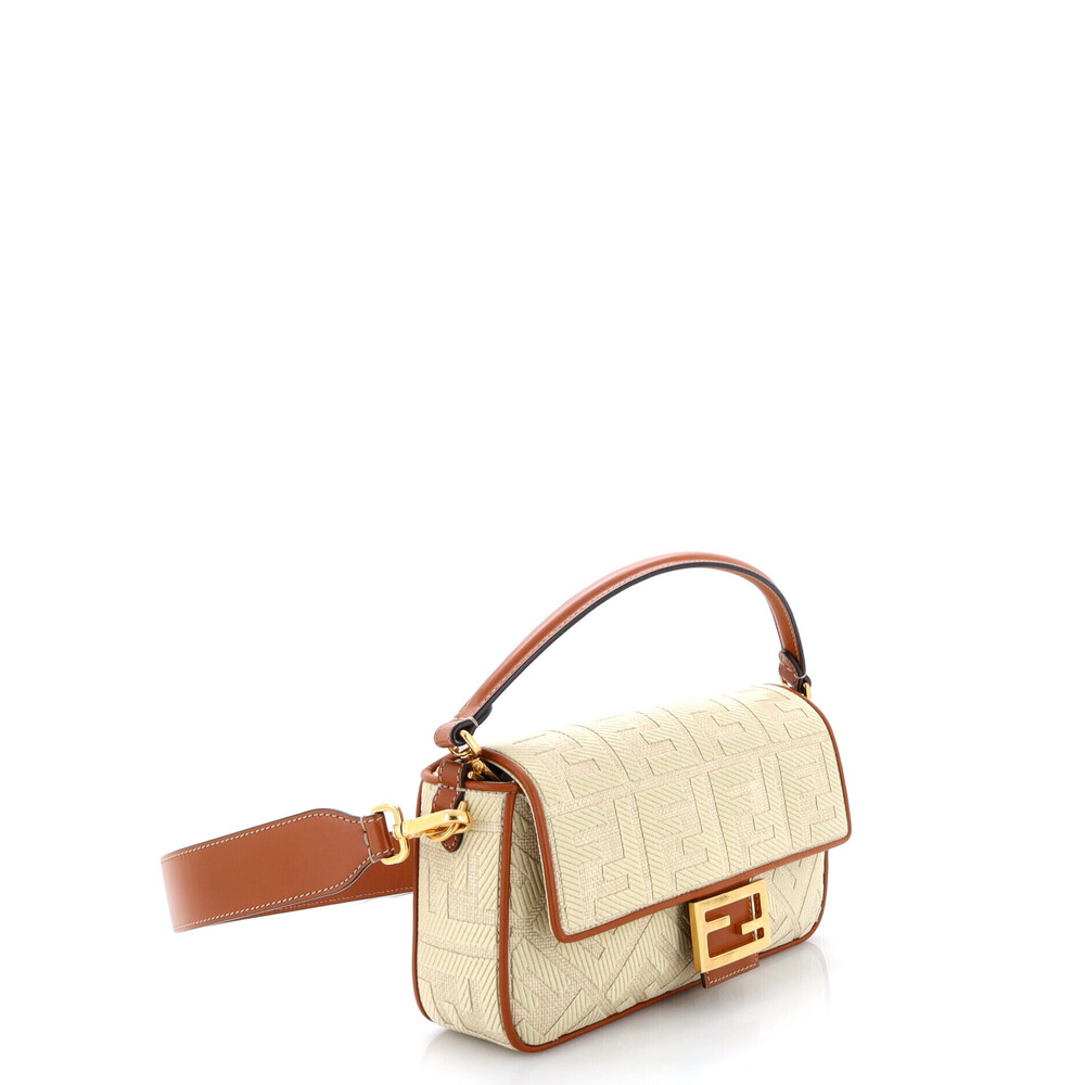 Fendi Medium Baguette NM Bag Zucca Embroidered Raffia - Picture 2 of 5